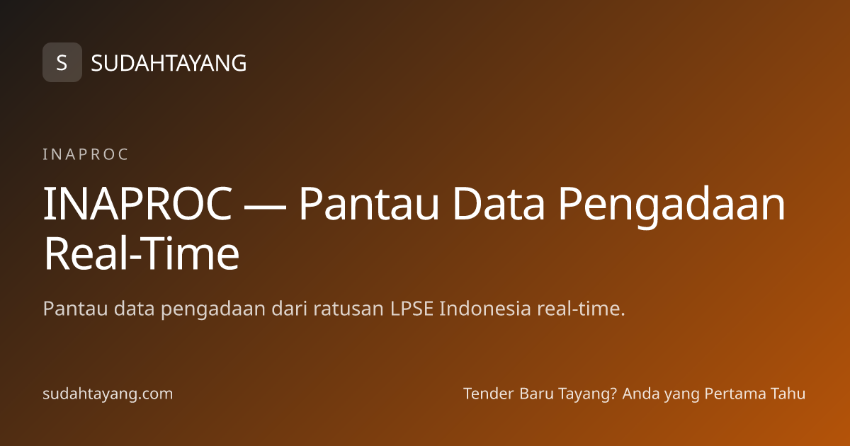 INAPROC — Pantau Data Pengadaan Nasional Real-Time 2026 | SudahTayang