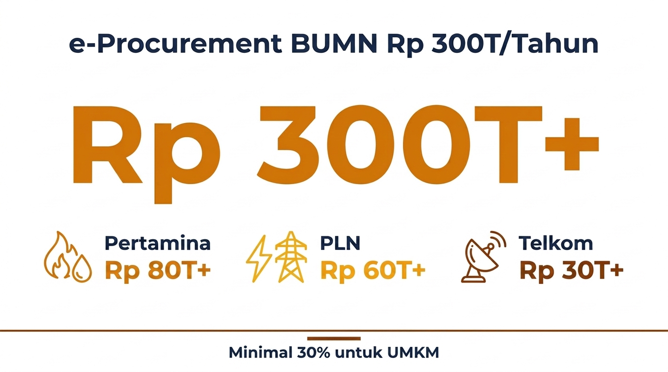 Infografis e-Procurement BUMN Rp 300T/tahun: Pertamina, PLN, Telkom